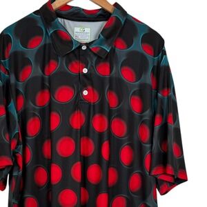 Obnoxious Golf Men's 2XL Polo Shirt Black Red Blue Polka Dot Golf